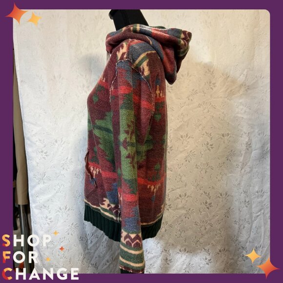 Vintage POLO by Ralph Lauren Hoodie Aztec Design Size Small - Picture 2 of 5